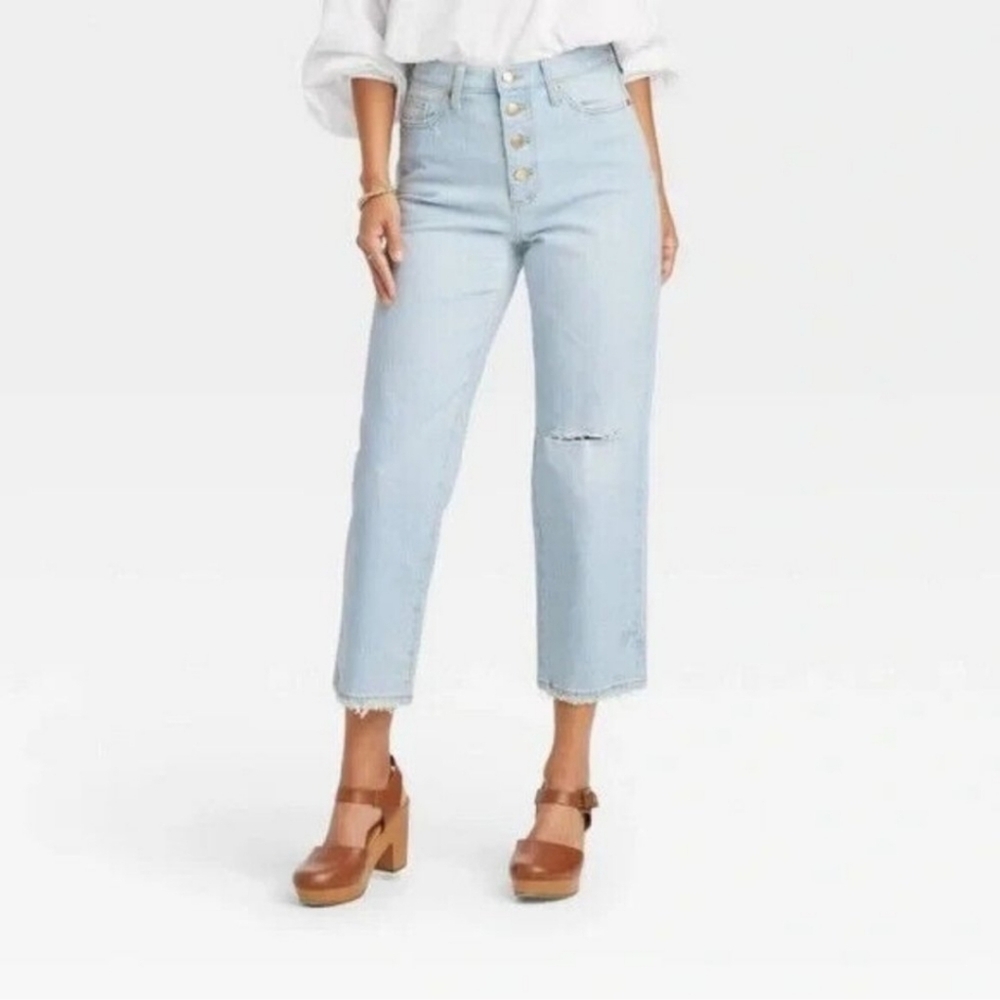 Universal Thread Jeans Button Fly Vintage Straight Stretch High Rise
